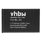 vhbw Li-Ion Akku 600mAh (3.7V) kompatibel mit Kamera Easypix T514 Jelly Baby Ersatz für BBA-07, BK-BL-4C.