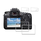 iDaPro Displayschutz Schutzfolie für Canon EOS 90D 80D 70D + Oben PET Displayfolie [2+2 Stück] 9H Härte…