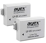 2er Set ayex LP-E5 Li-Ion-Akku für z.B. Canon EOS 450D, 500D, 1000D, Rebel Xsi, Rebel T1i, Rebel XS…