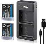 Blumax 2X Akku 1020mAh LP-E10 kompatibel mit Canon EOS 2000D 1300D 1200D 1100D 4000D + Slim Dual-Ladegerät…