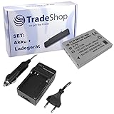 Trade-Shop 2in1 Set: Li-Ion Akku 950mAh + Akku Ladegerät mit KFZ Adapter kompatibel mit Medion MD8700…