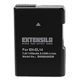 EXTENSILO Akku kompatibel mit Nikon D3300, D5100, D3200 DSLR Kamera (1100mAh, 7,4V, Li-Ion) mit Infochip