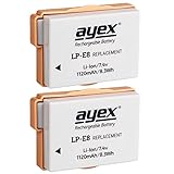 2er Set ayex LP-E8 Li-Ion-Akku - Für z.B. Canon EOS 700D, 650D, 600D, 550D, Leistungsstark, zuverlässig…