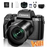 Saneen Digitalkamera für Fotografie, 4K 64MP WiFi Touchscreen Vlogging-Kamera mit Blitz, 32 GB SD-Karte,…