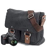 Peacechaos Herren Canvas Kameratasche Leder DSLR SLR Kameratasche Vintage Kamera Messenger Bag Schultertasche…