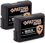 PATONA (2X) Protect V1 EN-EL14 EN-EL14a Akku (1100mAh) mit NTC-Sensor und V1 Gehäuse
