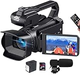 Videokamera 4K Camcorder 64MP 60FPS WIFI Autofokus YouTube Kamera Videocameras, 4.0 Touchscren 18X Digitalzoom…