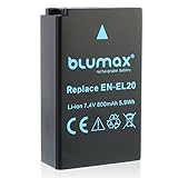 Blumax EN-EL20 Akku kompatibel mit Nikon DL 24-500 1 AW1 J1 J2 J3 S1 V3 COOLPIX P950 - Blackmagic Pocket…