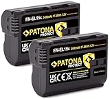 PATONA Protect Akku EN-EL15c 2400mAh 2X mit NTC-Sensor und V1 Gehäuse - kompatibel mit Nikon Z5 Z6 II…