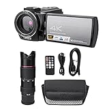 Camcorder Videokamera, VBESTLIFE4K HD WiFi 16X Digitalzoom Kamera,3,0 Zoll HD Touchscreen,Nachtsicht…