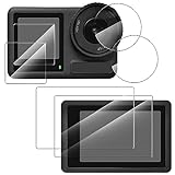 AFUNTA Displayschutzfolie kompatibel DJI OSMO Action 4, 2 Stück (6 Stück) Kameralinsenschutz aus gehärtetem…
