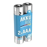 ANSMANN Akku AAA Micro 800 mAh 1,2V NiMH 2 Stück für Geräte mit hohem Stromverbrauch - Wiederaufladbare…
