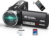 Videokamera 4K Camcorder 48MP mit IR Nachtsicht, 18X Digitalzoom 30FPS Webcam Video Kamera 3-Zoll 270°…
