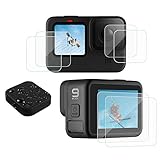 micros2u Displayschutzfolie (7-teilig) Kit & Objektivdeckel für GoPro Hero 9 | Hero 10 Schwarz Ultra…