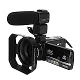 Dioche Videokamera-Camcorder, 4K-Vlogging-Kamera mit Fernbedienung, Mikrofon, Gegenlichtblende, 18-facher…