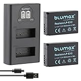 2X Blumax LP-E12 Akku 850mAh + Slim Dual LCD-Ladegerät - kompatibel mit Canon EOS M50 M10 M M100 M200…