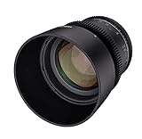 Samyang MF 85mm T1,5 VDSLR MK2 Nikon F – lichtstarkes T1,5 Tele Cine- und Video Objektiv für Nikon F…