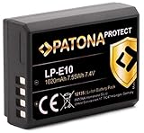 PATONA Protect LP-E10 Kamera Akku (echte 1020mAh) mit NTC Sensor und V1 Gehäuse - kompatibel mit Canon…