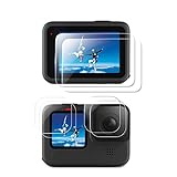 QULLOO Displayschutzfolie für GoPro Hero 9 / Hero 10 / Hero 11 / Hero 12 Black, HD Klar Displayschutz…