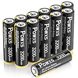 POWXS AA Lithium Batterien 12 Stück 1,5V Lithium Eisen Doppel A Batterien 3200mAh Super Kapazität Kompatibel…