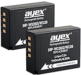 2 x ayex Ersatz Li-Ion-Akku Passend wie Fujifilm NP-W126S z.B. für X-T3 X-T2 X-T1 X-T30 X-T20 - Sparpack,…