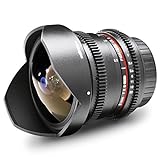 Walimex Pro 8mm 1:3,8 VDSLR Fish-Eye II Objektiv Foto&Video für Nikon F Objektivbajonett schwarz (manueller…