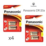 X4 Panasonic CR123 A 3 V Lithium Photo Batterie 123 CR123 Fotobatterien Typ CR17345 Kamera NEU