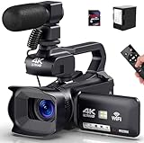 Videokamera 4K Camcorder HD 64MP 18X Digitalzoom Autofokus Vlogging Kamera für YouTube, 60FPS Webcam…