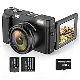 4K-Digitalkamera für Fotografie, Autofokus, 48 MP, Vlogging-Kamera mit Blitz, 7,6 cm (3 Zoll), 180°-Flip-Bildschirm,…