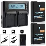 2X Blumax Akku ersetzt Nikon EN-EL14 / EN-EL14a mit 1100mAh + Dual-Ladegerät kompatibel mit Nikon D3100…