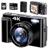IXNAIQY Digitalkamera 4K 48MP Kamera Fotokamera mit 32GB Karte, Kompaktkamera Autofokus 3" 180° Flip…