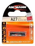 ANSMANN Alkaline Batterie A27 (12V) MN27, V27A für Garagentoröffner, Alarmanlage, Miniradio, Funkauslöser…