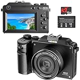 Vmotal 4K Digitalkamera, Digital Kamera mit SD-Karte/3.0" Bildschirm/Kompakt Kamera for YouTube Vlogging