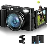 4K Digitalkamera Fotoapparat 48MP Kompaktkamera Fotokamera mit 3" 180° Flip-Bildschirm Selfie Kamera…