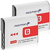 Fosmon 3.7V 1400mAh (Vollständig Dekodiert) Akku für NP-FG1 / NP-BG1 Kamera Ersatzakku (2er-Pack), Li-Ion…