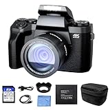Digitalkamera 4K Autofokus 64MP 16X Digitalzoom Touchscreen Fotokamera mit Haube, 64GB TF-Karte, Kompaktkamera…
