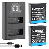 2X Blumax DMW BLG10e Akku 1000mAh (NTC Temperatursensor & V1 Gehäuse) + Dual LCD-Ladegerät - kompatibel…