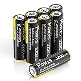 POWXS AA Lithium Batterien 8 Stück 1,5V Lithium Eisen Doppel A Batterien 3200mAh Super Kapazität Kompatibel…
