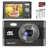 Digitalkamera, FHD 4K Kinderkamera 48MP Point and Shoot Digitalkameras mit 32GB Karte, 18X Zoom, zwei…