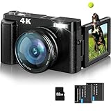 4K Digitalkamera Fotokamera 48MP Kompaktkamera Fotoapparat mit 32G Karte 3" 180° Flip-Bildschirm Selfie…