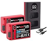 Baxxtar Pro EN-EL25 Kamera Akku Pack 1350mAh - mit aktivem NTC Sensor - Ladegerät Mini LCD DUAL (Eingang…