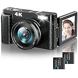 4K Digitalkamera 48MP Kompaktkamera Fotokamera Autofokus mit 180° Flip-Bildschirm 16X Digitalzoom Makrofotografie…