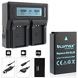 Blumax Akku EN-EL20 800mAh + Doppelladegerät EN-EL20 Dual Charger | passend zu Nikon DL 24-500 1 AW1…