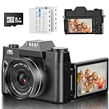 Digitalkamera AutoFocus 4K 56MP UHD Vlogging Kamera mit 16X Digitalzoom 3.0 Zoll Kompaktkamera mit 180…