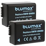2X Blumax Akku ersetzt DMW-BMB9 / DMW-BMB9E 890mAh kompatibel mit Panasonic Lumix DMC-FZ40-FZ45-FZ47-FZ48-FZ60-FZ62-FZ70-FZ72-FZ100-FZ150