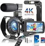 Videokamera 4K 60FPS WiFi Camcorder HD 48MP Webcam IR Nachtsicht Vlogging Kamera für YouTube 18X Digitalzoom…