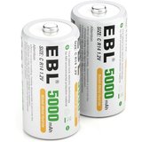 EBL Wiederaufladbare Batterie 2er Pack C Akku mit Aufbewahrungsbox Akku Baby C 5000 mAh (1,2 V), Ni-MH…