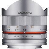 Samyang MF 8mm F2,8 Fisheye II APS-C Sony E silber Fisheyeobjektiv