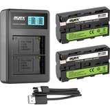 ayex 2x NP-F550 Akku für Sony + USB Dual-Ladegerät Kamera-Akku