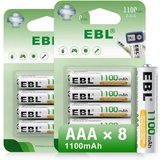 EBL AAA Akku 1100mAh mit hoher Kapazität, wiederaufladbar Batterien Akku (1,2 V, 8 St), 1.2V Micro AAA,…